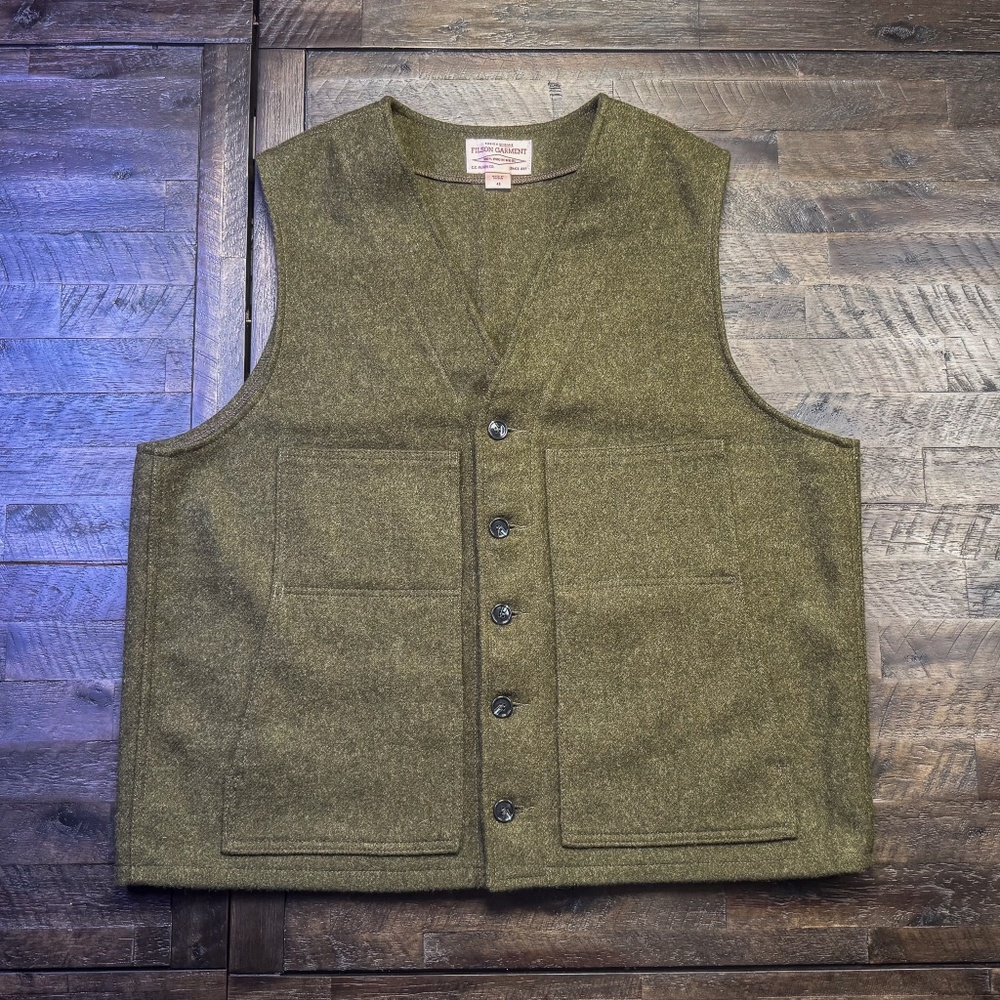 Vintage Filson Vest Forest Green Vest Size 48 100% Wool Made in USA